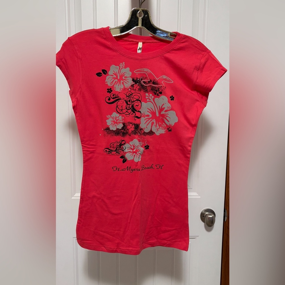 EXIST Pink Graphic T-Shirt with Floral Design
